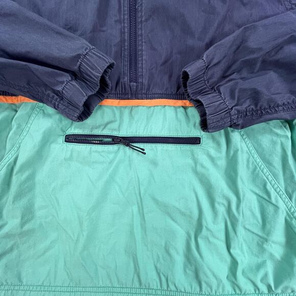 Vineyard Vines Anorak Pullover Mens Medium Navy Teal Hooded Half Zip Colorblock - Picture 3 of 12